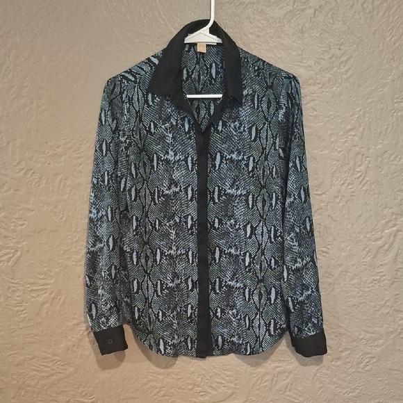 Michael Kors Black and Blue Patterned Top - Picture 1 of 6